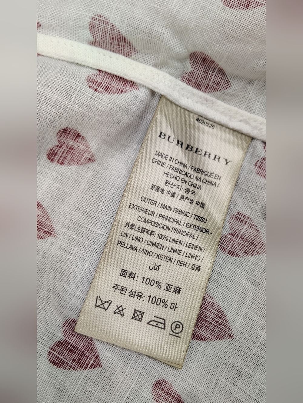 Burberry London Red Heart Print Linen Shirt Sz Large - Picture 15 of 16